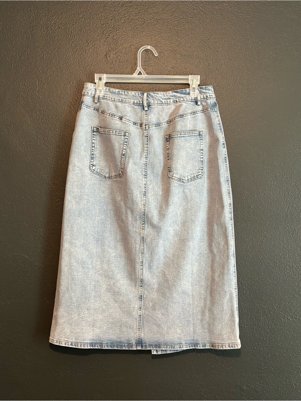 NWOT Polagram Light Blue Denim Midi Skirt - Picture 2 of 4